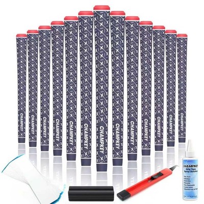 Champkey X Rubber Golf Grips Set - 13 Midsize, Blue(Repair Kits Included)