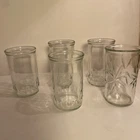 vtg jelly jar juice glasses set of 5: (4) Diamond, (1) Anchor Hocking starburst