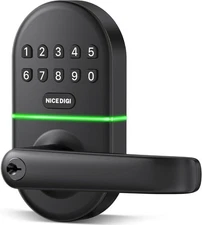 Smart Keypad Door Lock with Handle: NICE DIGI Keyless Entry Digital Black 