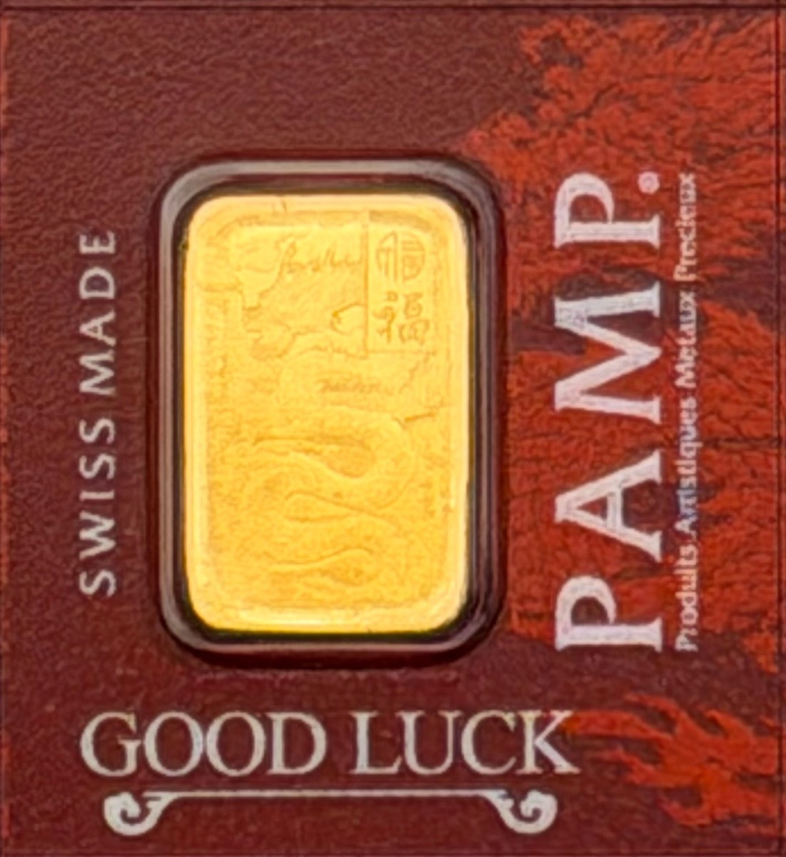 PAMP Dragon 1 Gram Gold Bar Multigram Good Luck Dragon .9999 Fine
