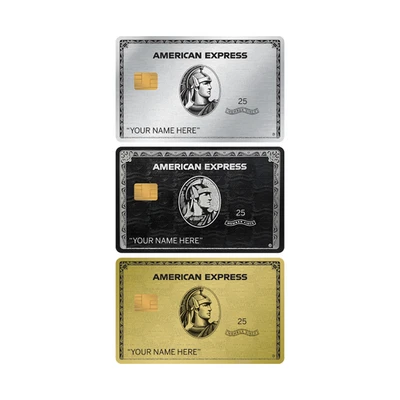 Custom AMEX Card Skin (3-Pack) Gold, Platinum, Black | Personalized Name L-Chip