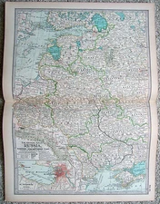 European Russia W & S Parts - Original 1897 Map by The Century Company. Antique