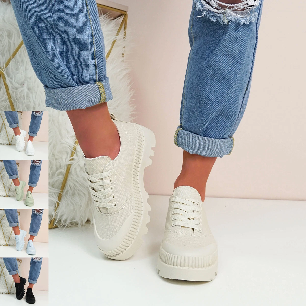 White chunky plimsolls best sale womens