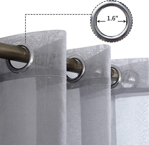 BGment Sheer Curtains 52 x 84" Grey to White Color Block * 2 Panels * Grommet - Picture 5 of 11
