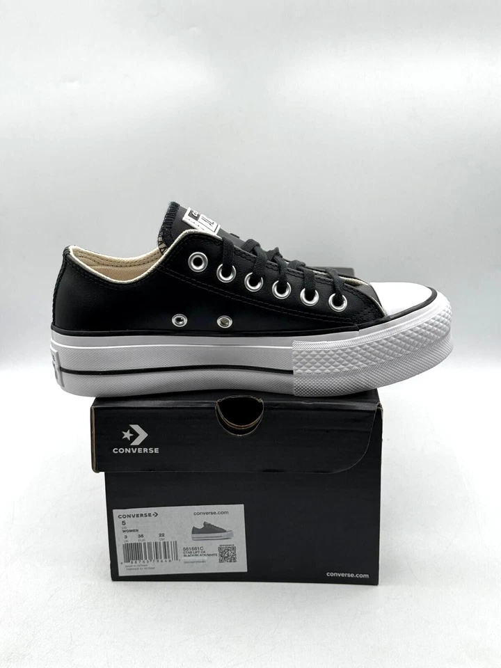Plataforma elevadora Converse CTAS para mujer buey negro blanco negro 561681C EE. UU. 5 UE 35 Foto 3 de 4