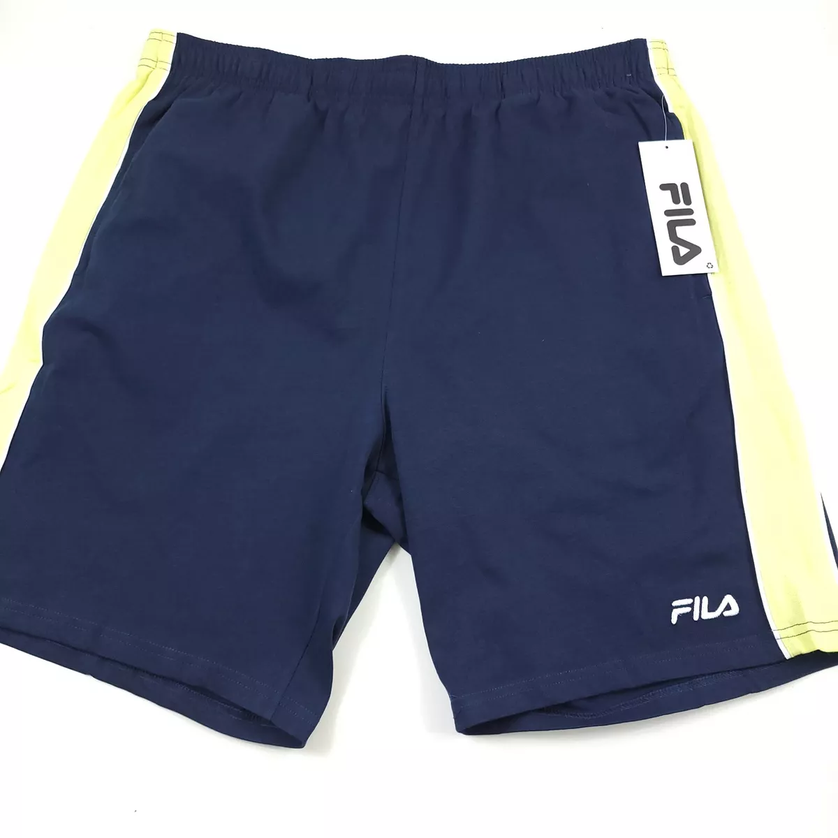 FILA Rimaz Heavy Jersey Shorts Mens Size XL Blue Yellow Side