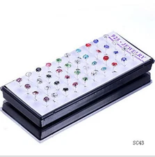 20 Pairs 925 Silver Fashion Women Lady Crystal Rhinestone Ear Stud Earrings Gift