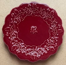 Jay Willfred Winterberry 8.5” Red Plate Embossed Berry Vine ~ Andrea Sadek ~