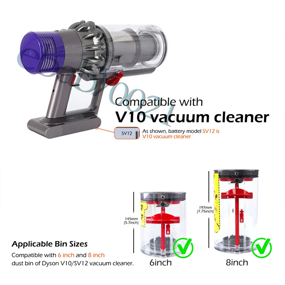 Repuesto de anillo de sellado de piezas de cubo de polvo para aspiradora Dyson V10 SV12 Foto 2 de 4