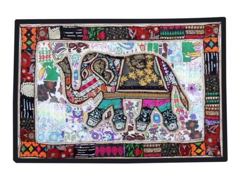 Elephant Wall Hanging Patchwork Tapestry Beaded Hand Embroidered Throw Decor 60" - Picture 1 of 5