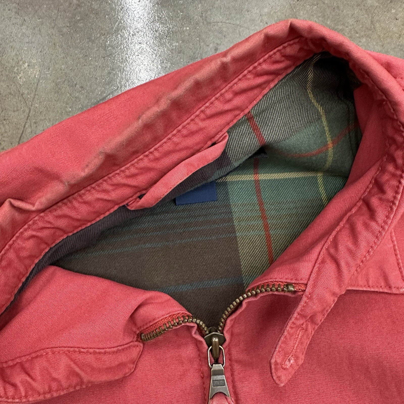 PONY Polo Ralph Lauren giacca uomo Harrington plaid foderato mentoniera cappotto zip vintage L