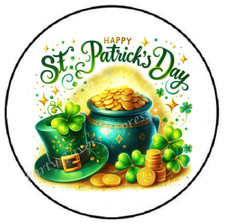 HAPPY ST PATRICKS DAY POT OF GOLD ENVELOPE SEALS LABELS STICKERS PARTY FAVORS