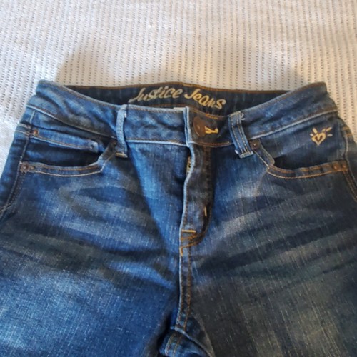 Justice Girl's Size 12R Basic Straight Leg Blue Jeans - Picture 3 of 8
