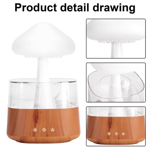 Rain Cloud Lamp Mushroom Air Humidifier Diffuser Raindrop Sound 7 Color Lights - Picture 8 of 34