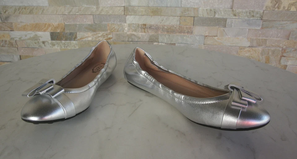 Tods Morte ´ S Gr 39 Ballerine Slipper Scarpe Basse Argento Nuovo Origin. - Immagine 3 di 4