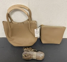 Pretty Persuasions Cross Body Purse With Makeup Bag,  Beige