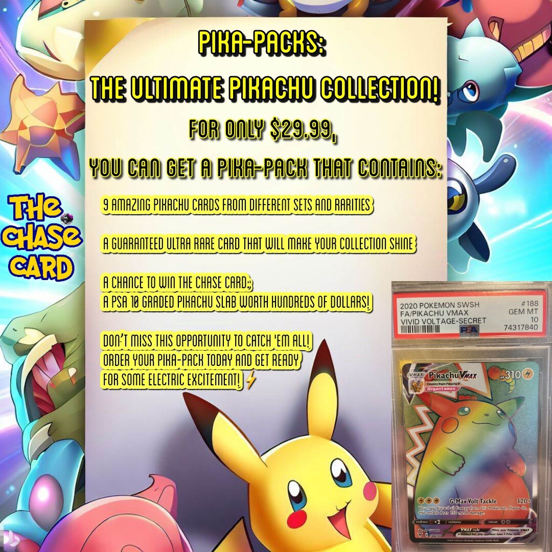 Pokémon TCG Mystery PikaPacks 💎 Graded Chase Card🔥 All Pikachu