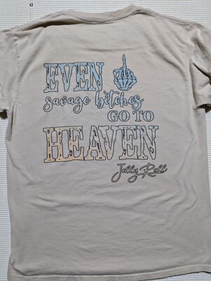 Jelly Roll Even Savage B!tches Go To Heaven Rap Country Skeleton Hand Tan Large 