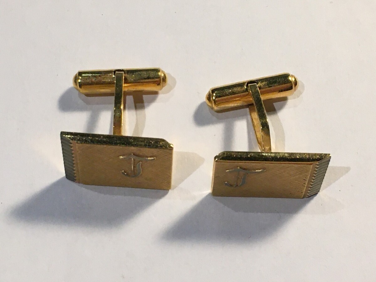 Paire De Boutons De Manchette Plaqué Or Avec Initiale J - Modèle 133-18/A3 - Occasion
