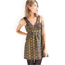 NWT Ecote Urban Outfitters Metallic Sleeveless Catherdal Party Mini Dress Size 6