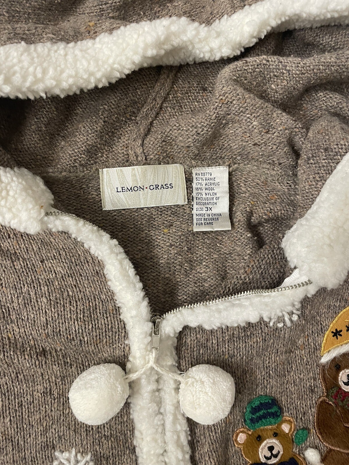 Authentic Knitted Ugly Christmas Sweater Zip Up Long Sleeve Lemon Grass