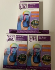 The Original Selfie Stick Clip on LED Ring Light -18 Color Modes LOT OF 3