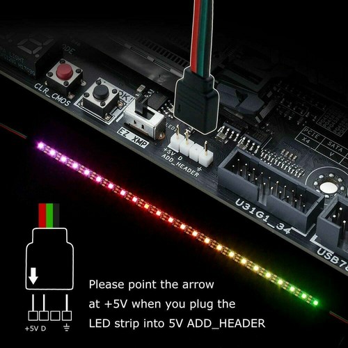 ARGB Adresowalna taśma LED RGB 3-pinowy nagłówek PC WS2812B Tęcza Cyfrowa partia - Zdjęcie 7 z 12