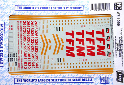 Microscale Decal HO  #87-1099 TFM Diesel - AC4400CW
