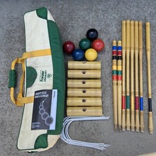 VTG 1980's USA Forster 6-Player Croquet Complete Set w Bag Mallets Balls, etc.