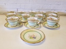 Royal Stafford English Bone China "Windsor" 12 tazze e piattini verde floreale