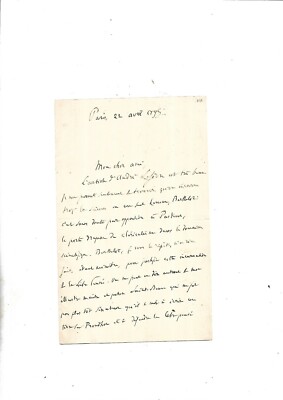 1895. Signed Autograph Letter. Jules Simon-Troubat. Sainte-Beuve. Literature++