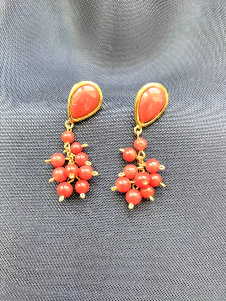 orecchini artigianali corallo mediterraneo - Immagine 2 di 4