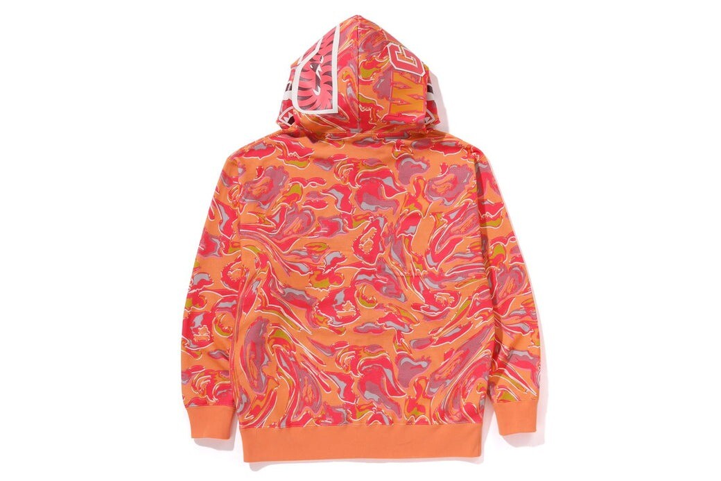 A BATHNIG APE Men's MARBLING CAMO SHARK RELAXED FIT FULL ZIP