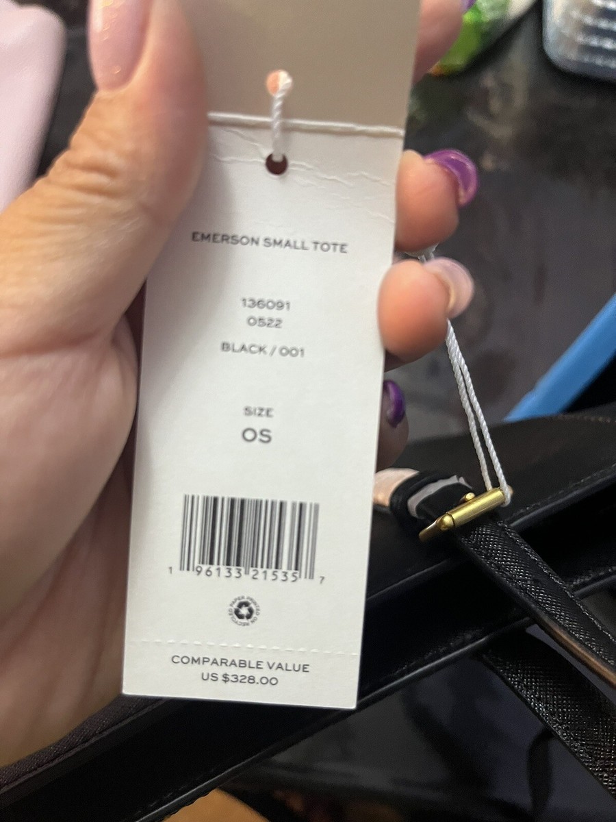 を。 Tory Burch Emerson Women's Small Top Zip Tote Handbag - Black