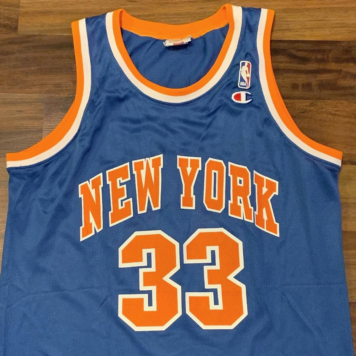 NEW YORK KNICKS PATRICK EWING JERSEY CHAMPION NBA Euro Cut Mens Sz