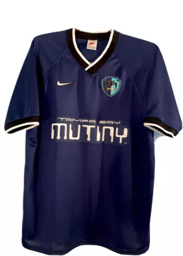MLS Nike Men’s Tampa Bay Mutiny Soccer Jersey Sz M Dark Blue 1990’S Vintage - Picture 3 of 12