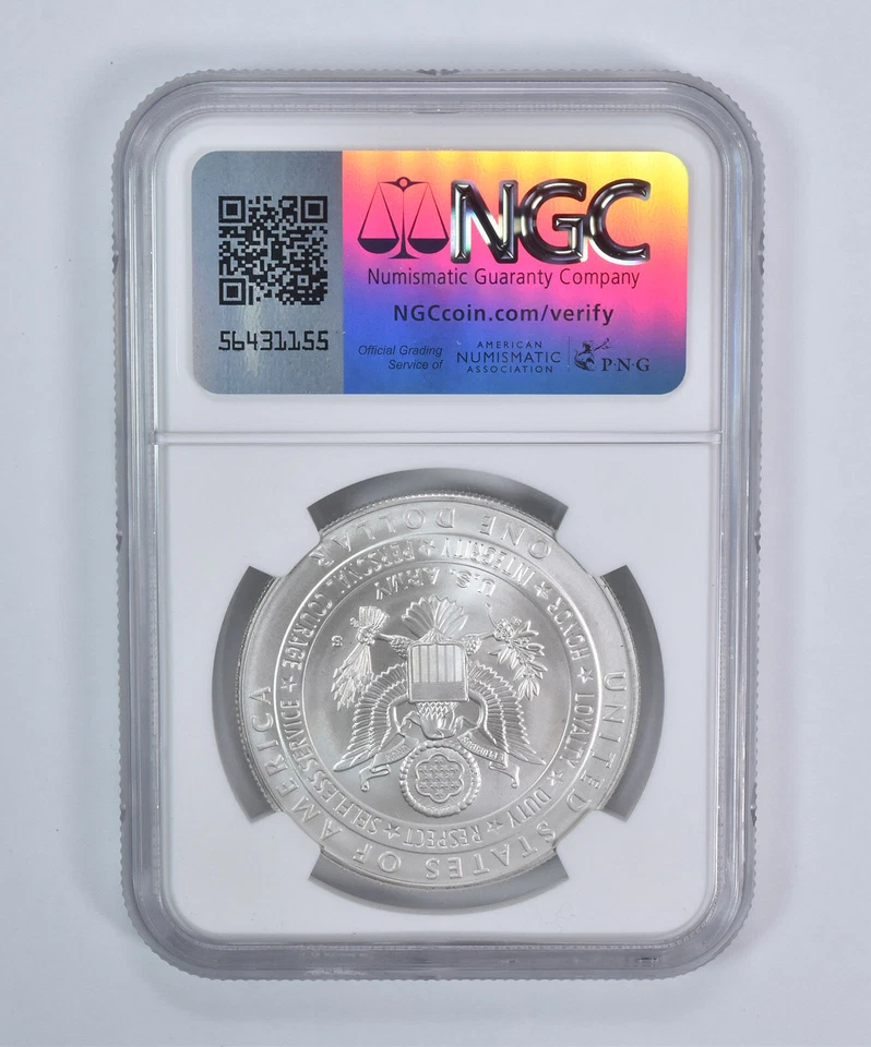 2011-S United States Army Commemorative Silver Dollar MS70 NGC Brown Label - Image 2 of 4