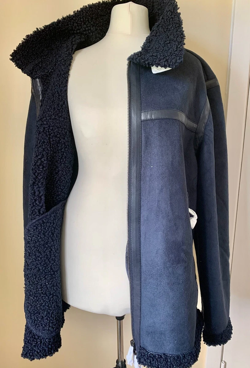 NWT GUESS Men s Faux Suede Aviator Jacket Navy XL RPR 325