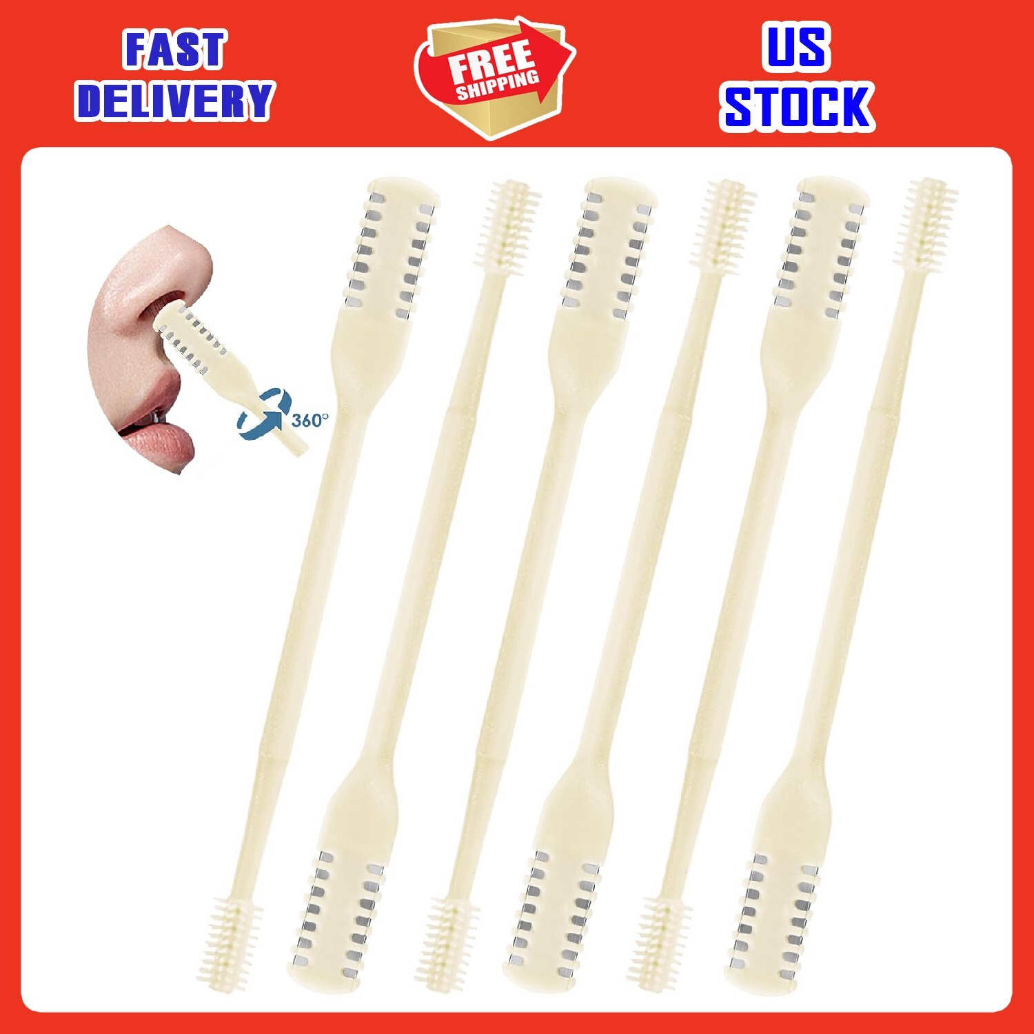 6-Piece 2-in-1 Nasal Hair Trimmer with 360° Dual-Sided Blades