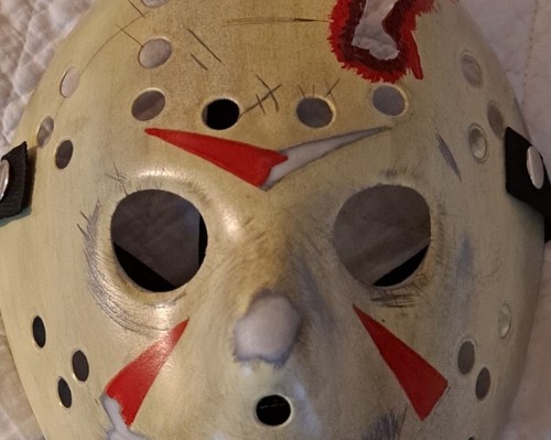 Jason voorhees Friday the 13th Pt 4 Hockey mask hand painted Cosplay Memorabilia - Picture 4 of 4