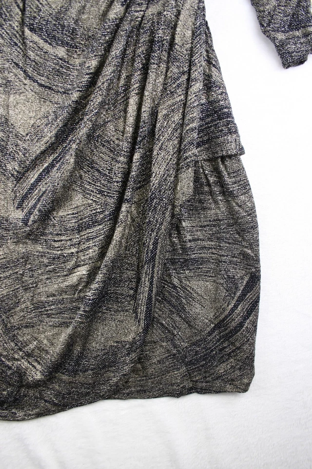 Maggy London Women's Black with w Gold Ruched Dress Party Cocktail V-Neck Sz 18W - Image 3 of 4