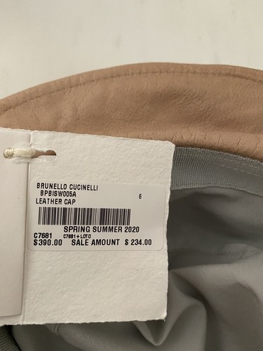 NWT Brunello Cucinelli Girl Leather Bucket Hat Brown Size 6 - Picture 7 of 7
