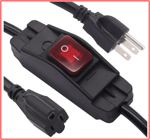 3 Prong Extension Cord With Waterproof Inline Switch On/off 14awg 1.5ft Outlets