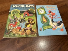 School Days Coloring Book Jean Tamburine, Saalfield, Vintage Kids + Mother Goose