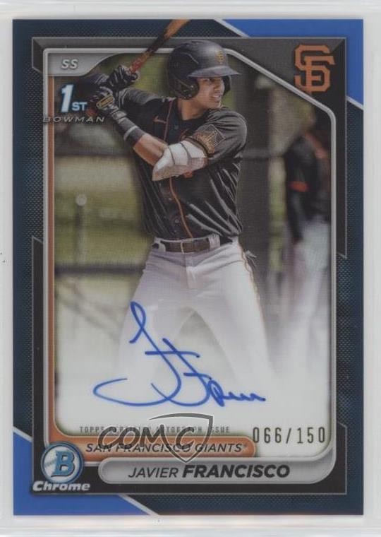 2024 Bowman Chrome Prospect Blue Refractor 66/150 Javier Francisco #CPA-JFA Auto