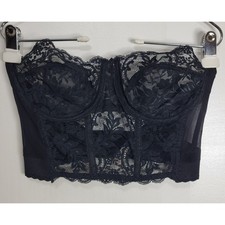 VTG Smoothie Fleur de Lace Strapless Bustier Corset Top Women 36C Black Festival