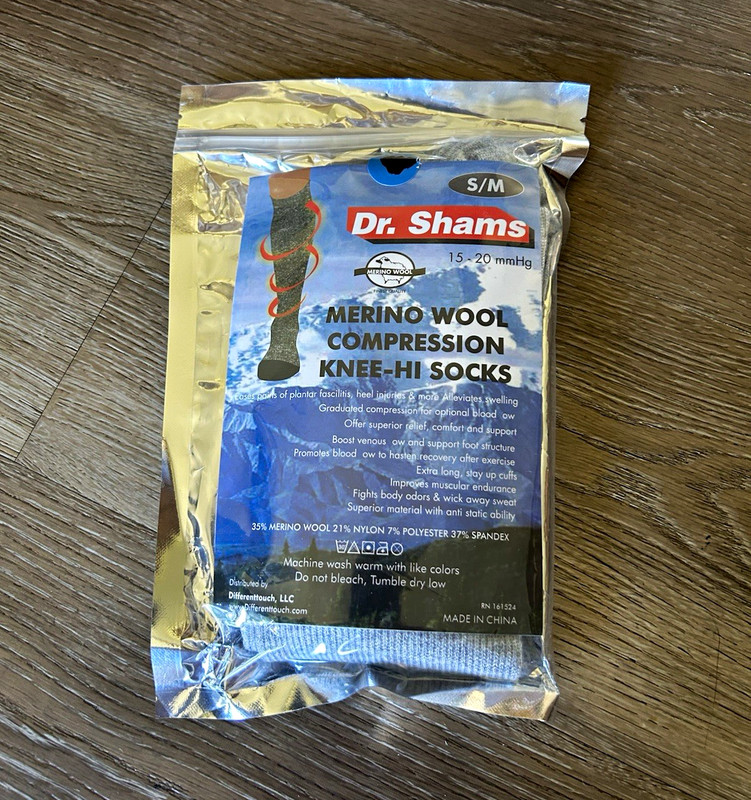 Dr. Shams Merino Wool 15-20 mmHg Compression Socks Knee High Gray S/M