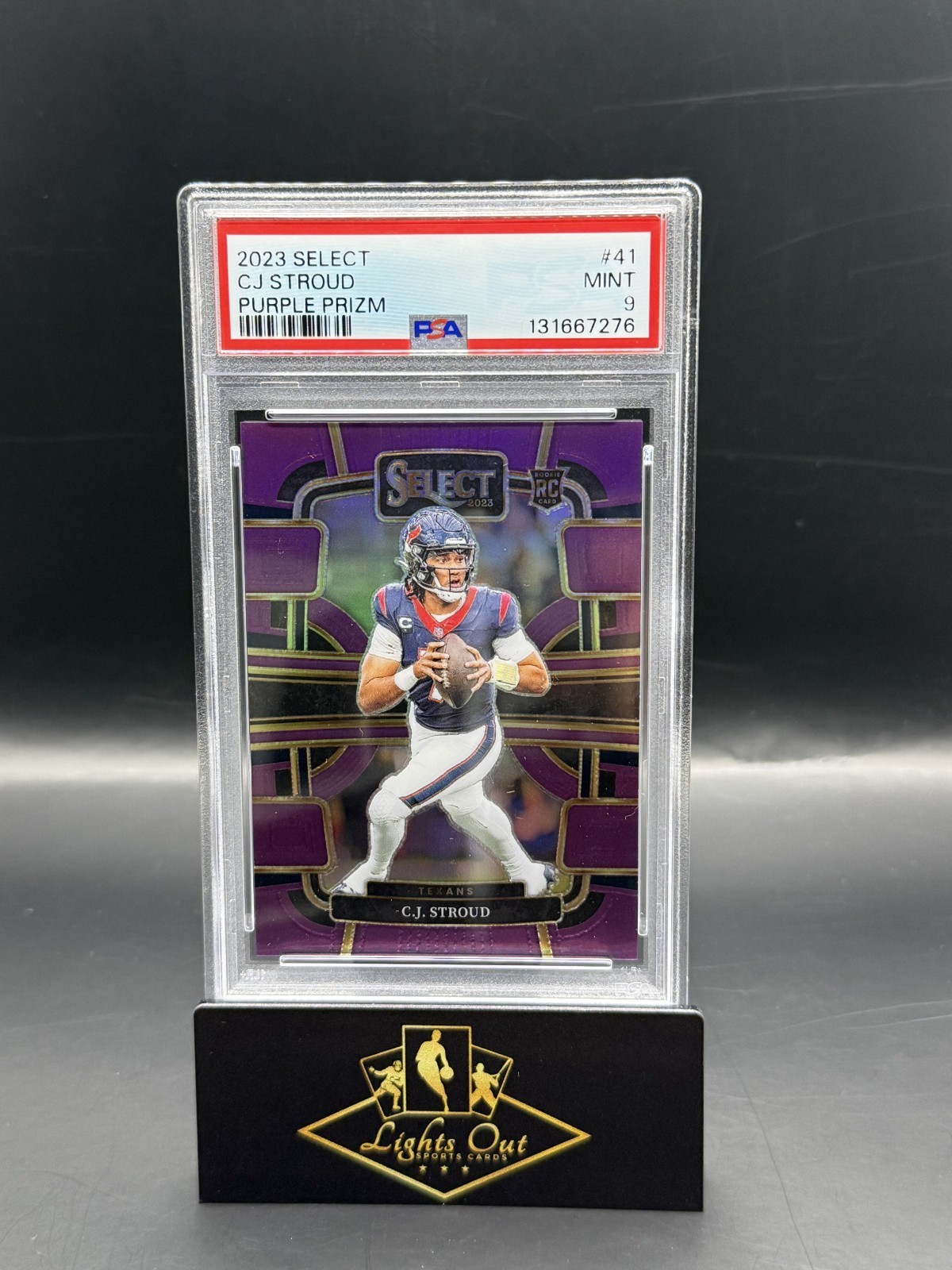 2023-24 Select CJ Stroud Rookie Concourse Purple Prizm #65/75 SP PSA 9 Texans RC