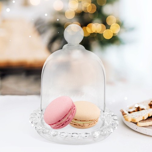 Cake Tray Stand with Lid Glass Dome Display Cupcake Serving Plate Cover - Imagen 9 de 12