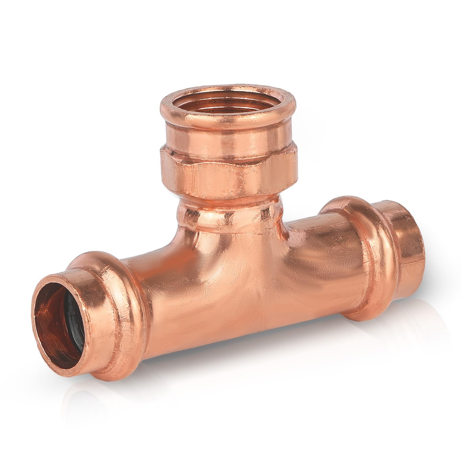 Copper Press Female NPT Pressure Tee Fitting PRESS078 3/4x3/4x1/2 Inch 1 PC